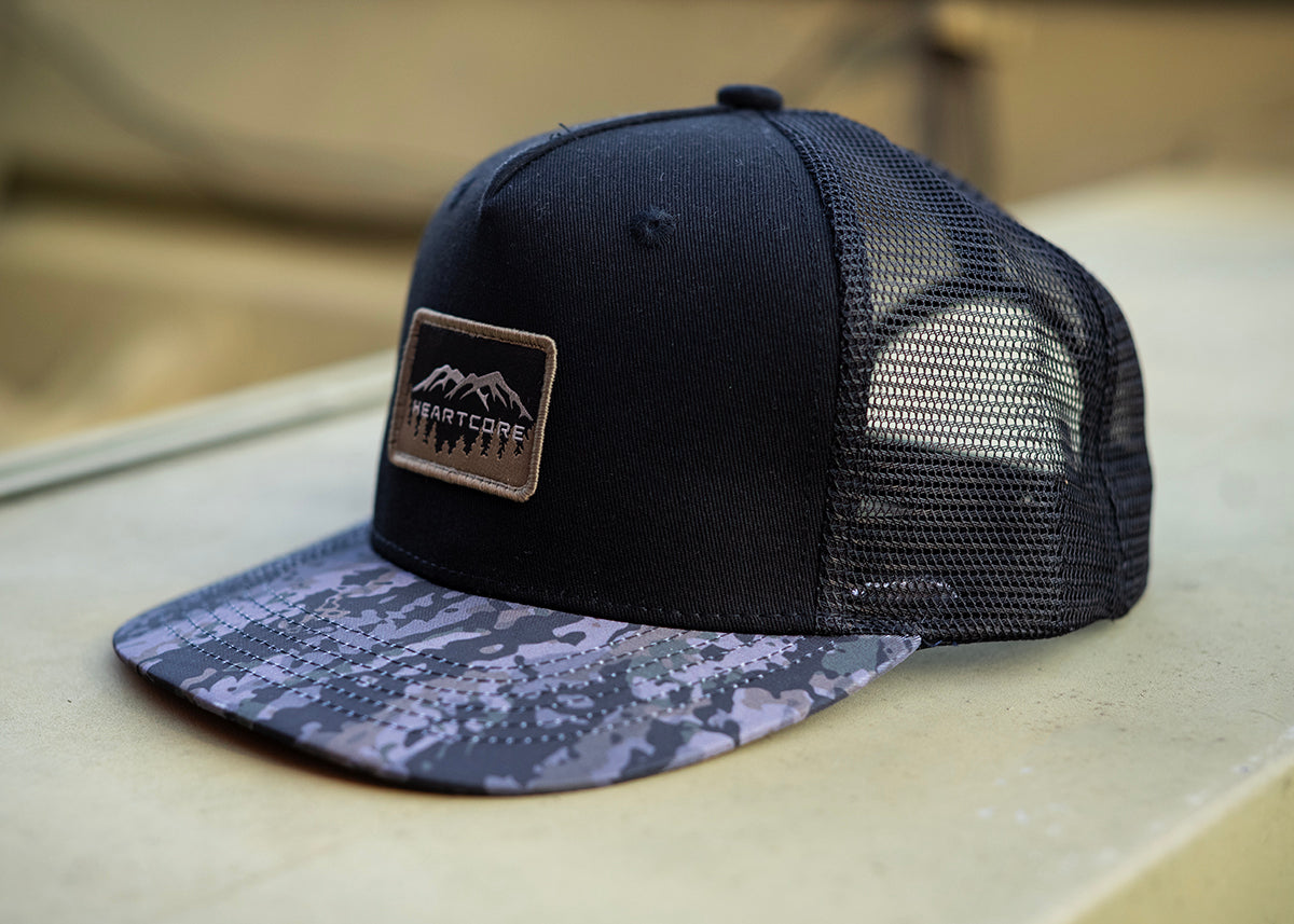 New Camo Black 5 Panel Hat