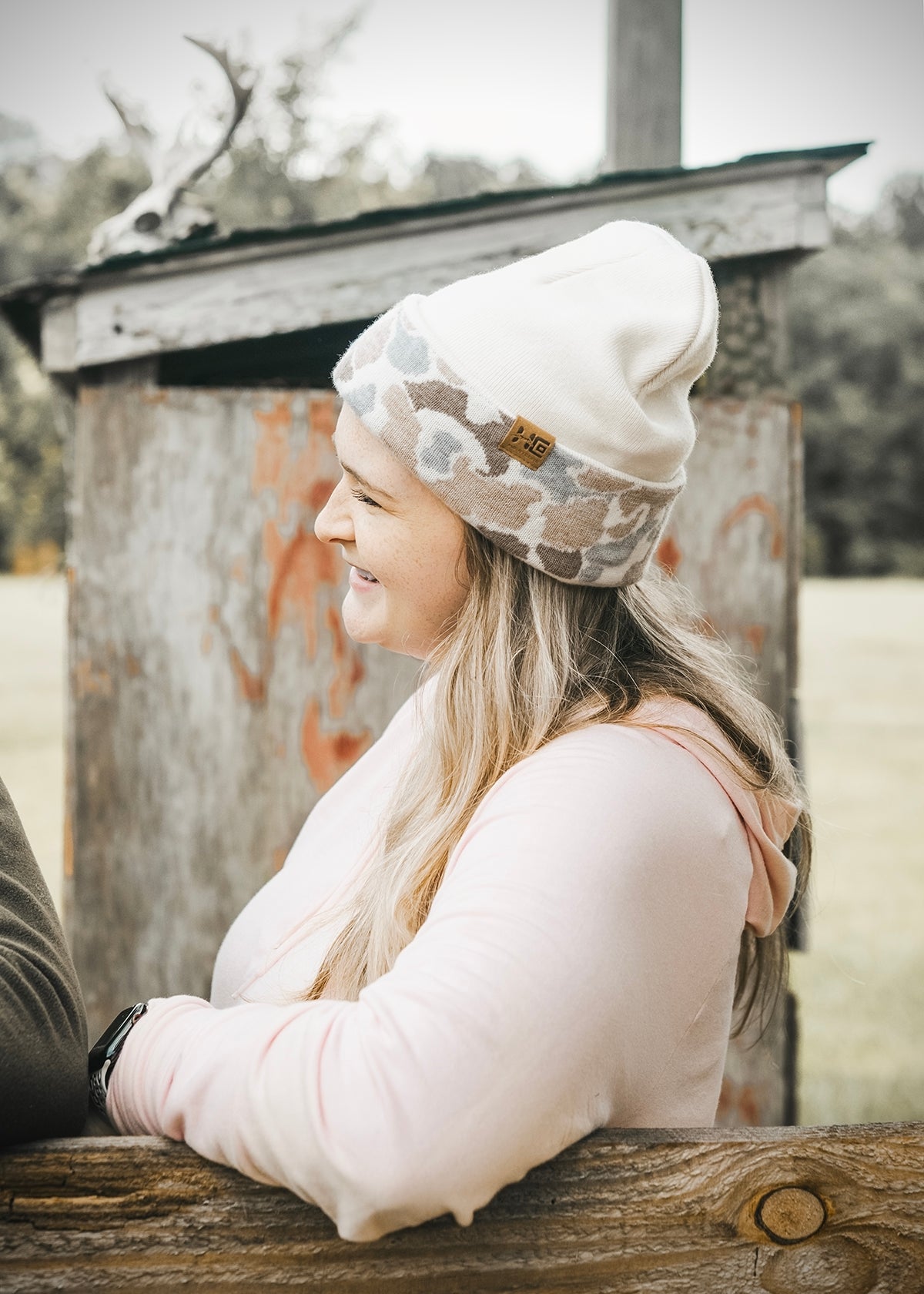 Winter White Duck Camo Beanie