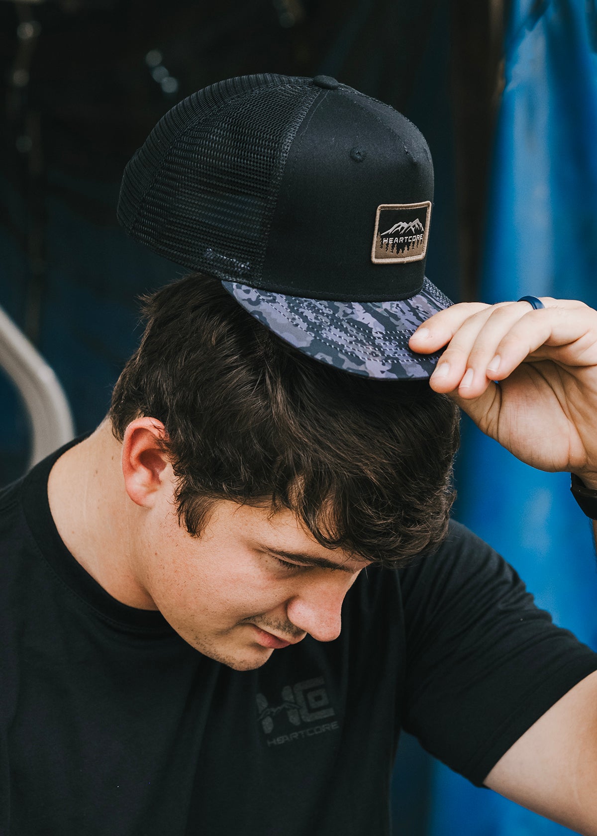 New Camo Black 5 Panel Hat