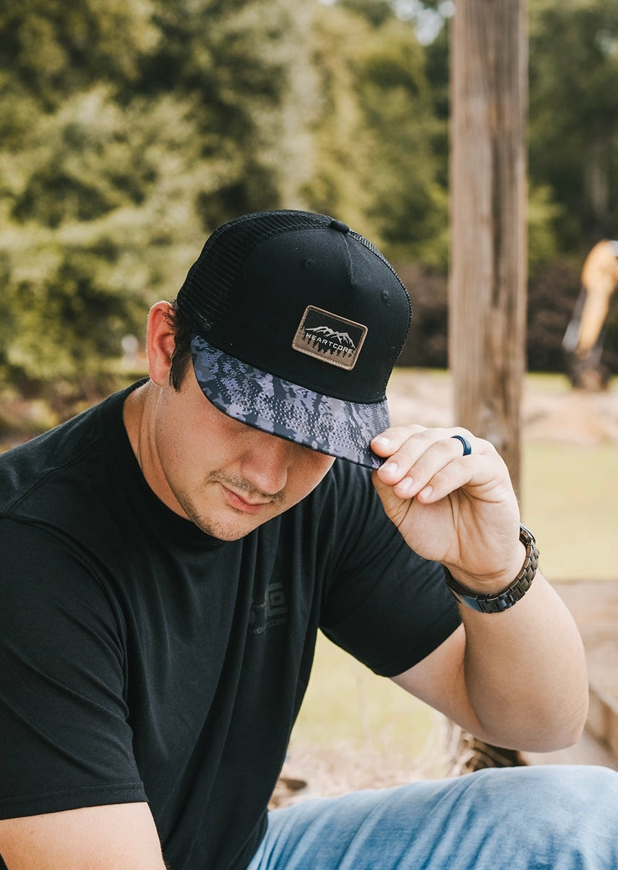 New Camo Black 5 Panel Hat