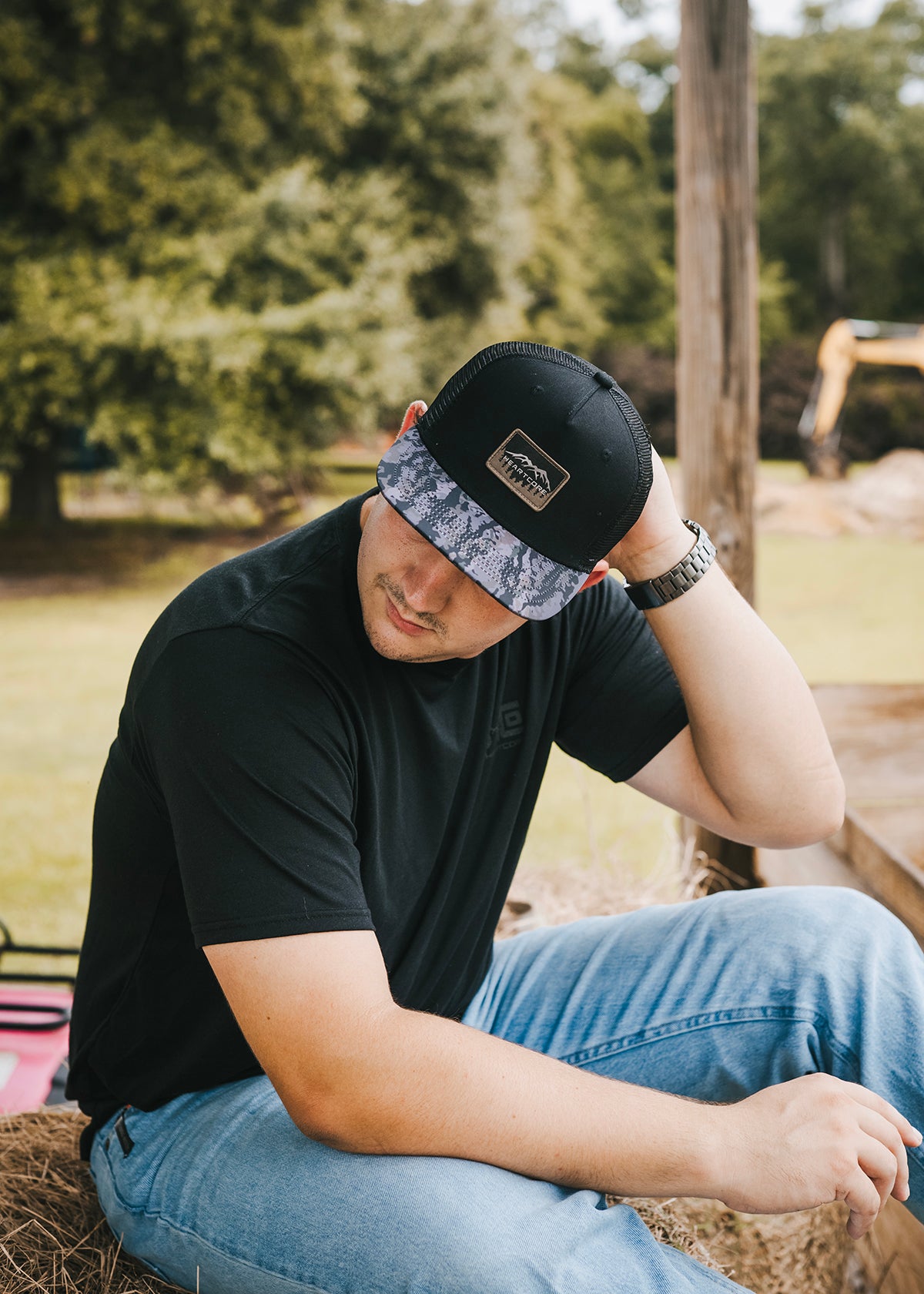 Black Five Panel New Camo Hat