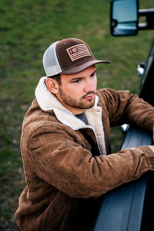 Brown Trucker Flag Hat