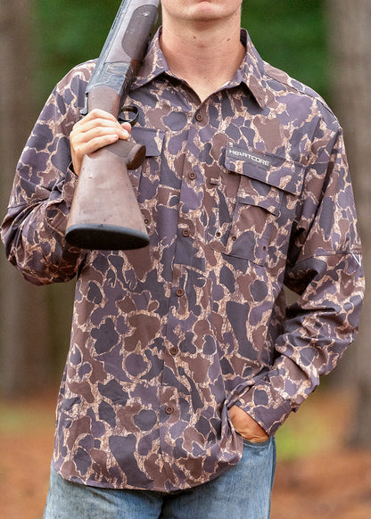 Button Up Old School Camo Fishing Shirts Heartcore Outdoors Button Up Old School Camo Fishing Shirts Heartcore Outdoors