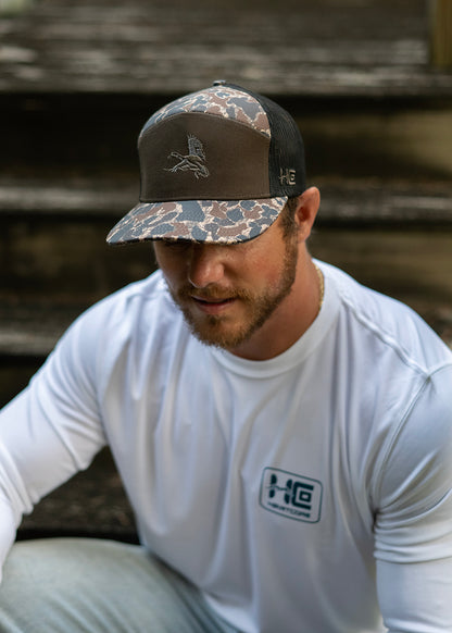 Brown Duck Camo 7 Panel Hat