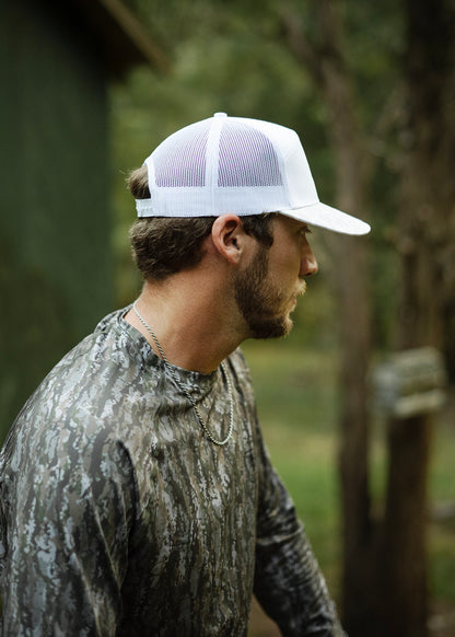 White Duck Camo 7 Panel Hat