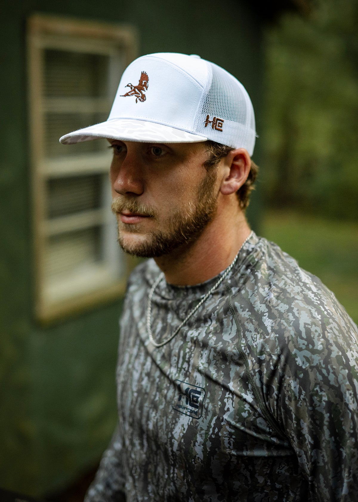 White Duck Camo 7 Panel Hat