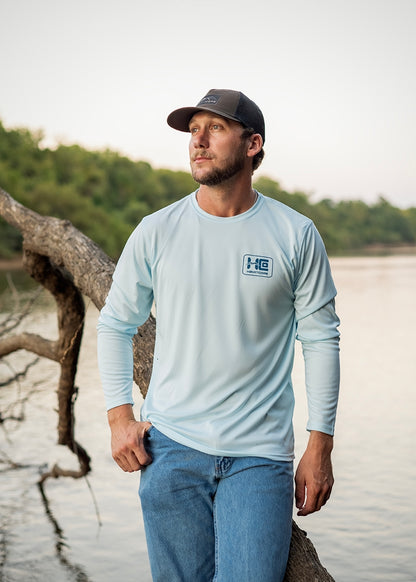 Light Blue Duck Camo Fish Solar Shirt