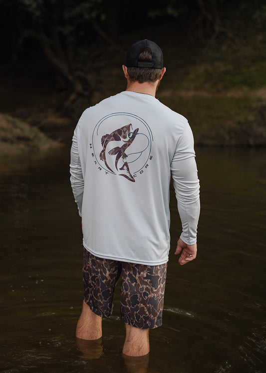 Pearl Grey Duck Camo Fish Shirt