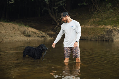 Pearl Grey Duck Camo Fish Shirt