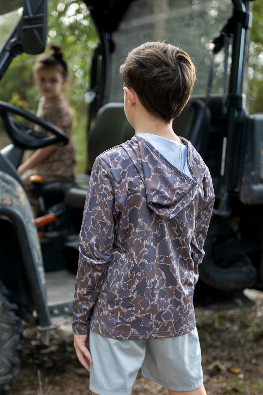 Youth Brown Duck Camo Performance Hoodie