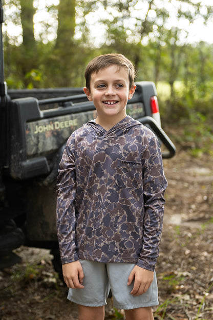 Youth Brown Duck Camo Performance Hoodie