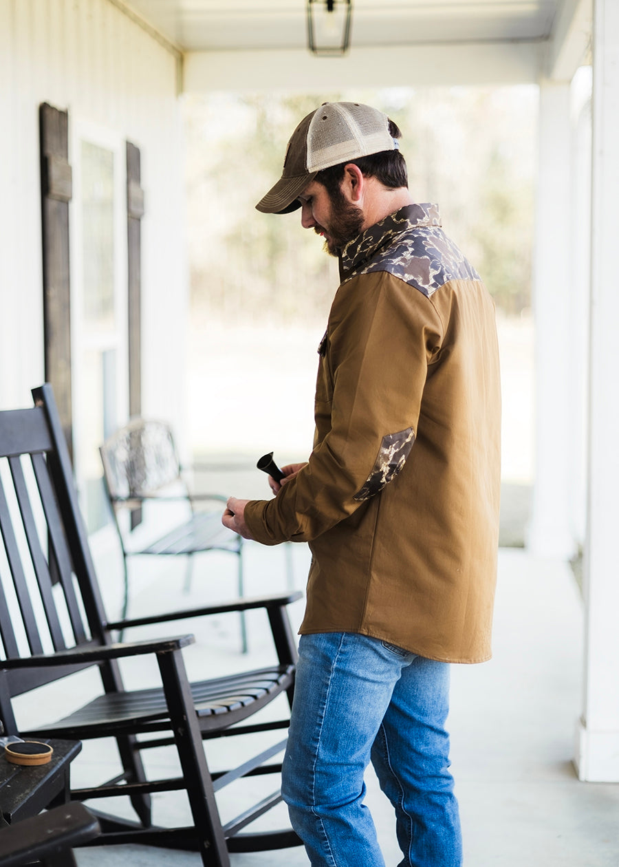 Fall Duck Camo Cotton Twill Button-Up