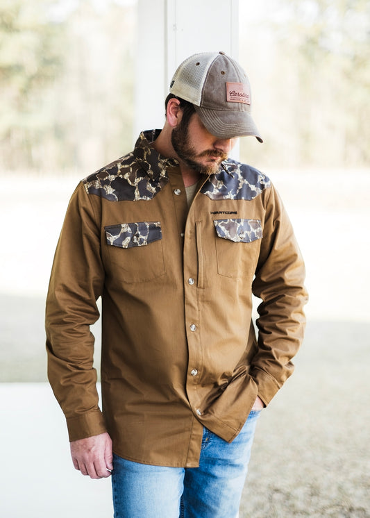 Fall Duck Camo Cotton Twill Button-Up