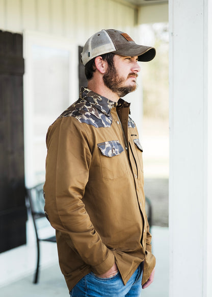 Fall Duck Camo Cotton Twill Button-Up