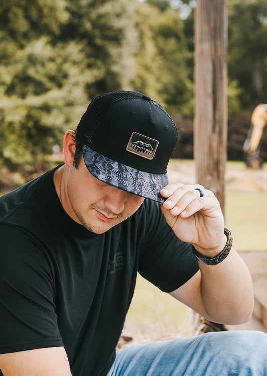 New Camo Black 5 Panel Hat