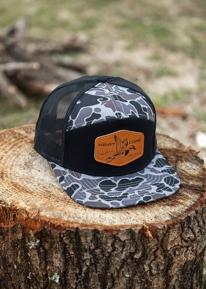 Leather Patch Duck Camo Seven Panel Hat