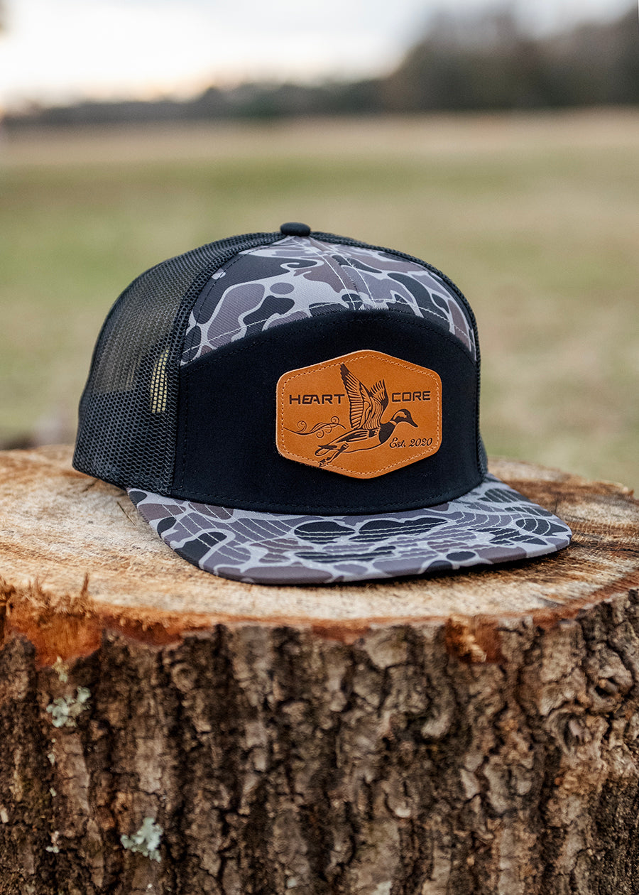 Leather Patch Duck Camo Seven Panel Hat