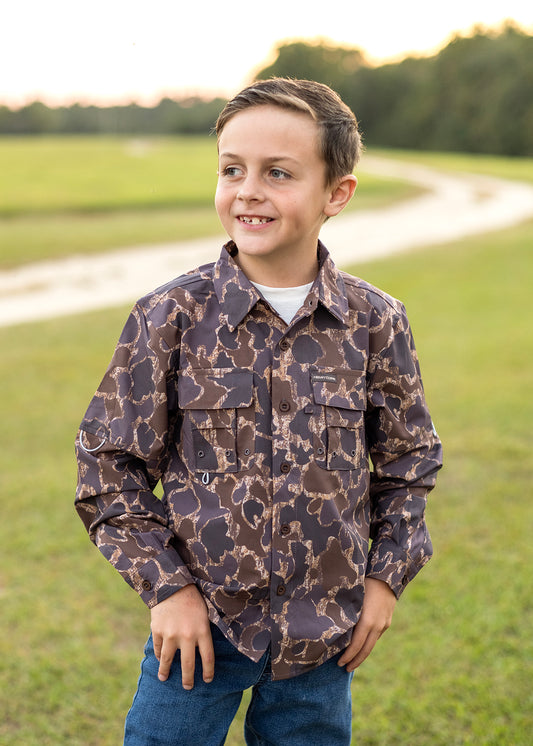 Youth Duck Camo Button Up Shirt - Long Sleeve