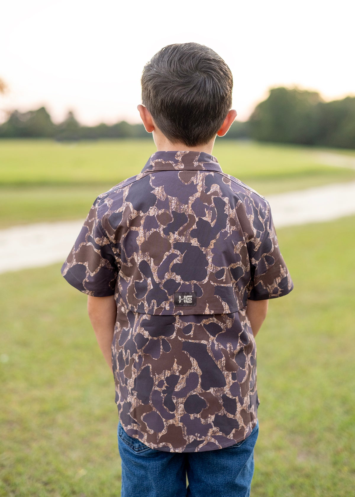 Youth Duck Camo Button Up Shirt - Short Sleeve