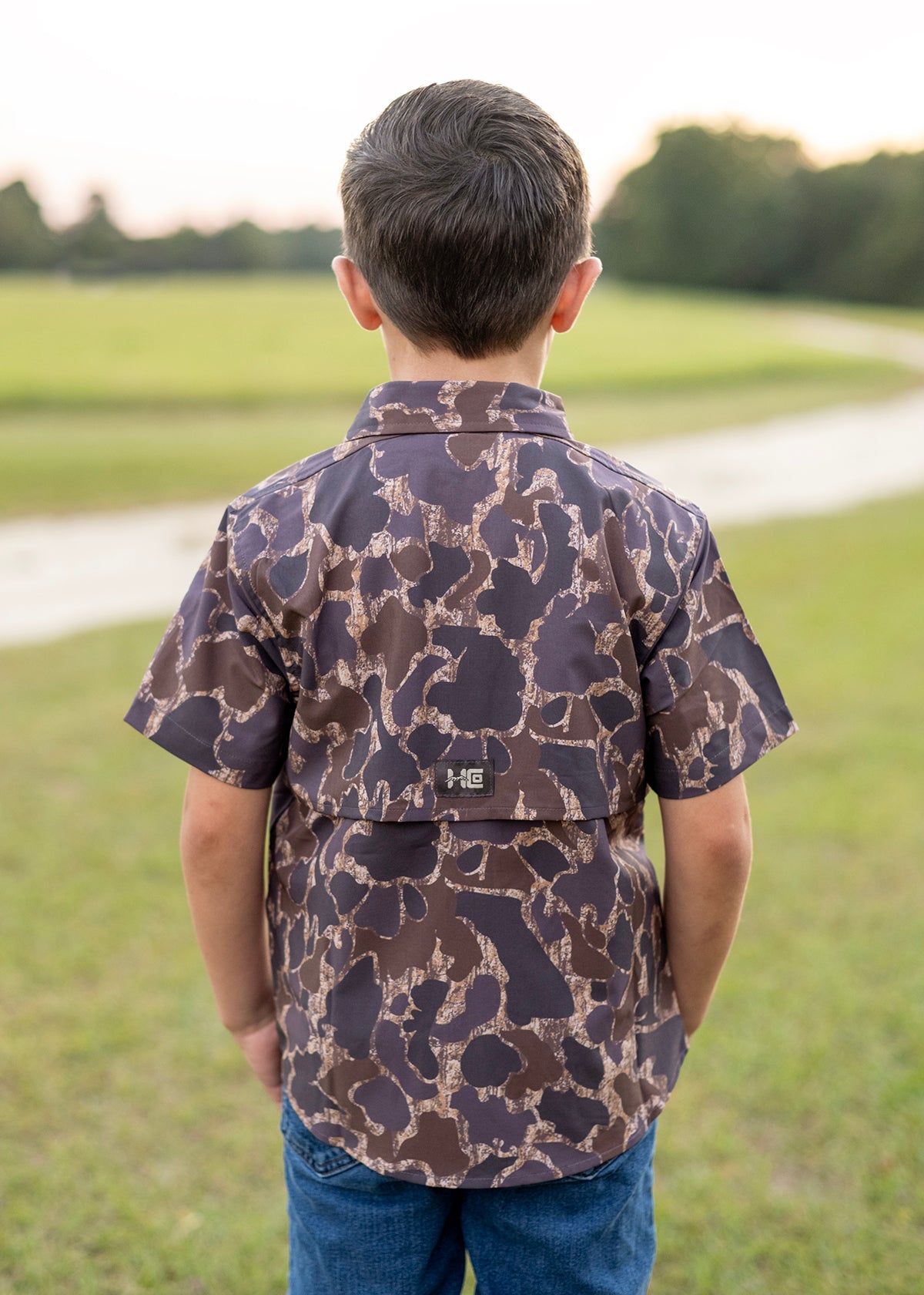 Youth Duck Camo Button Up Shirt - Short Sleeve