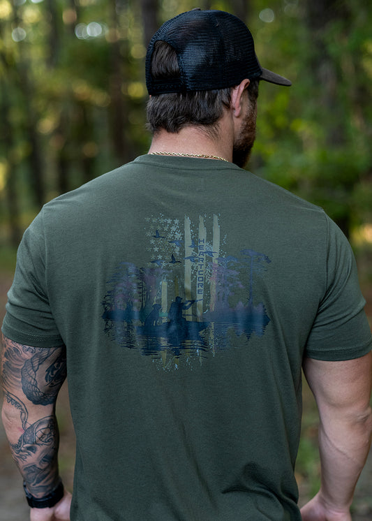 Forest Night T-shirt with Duck Hunter