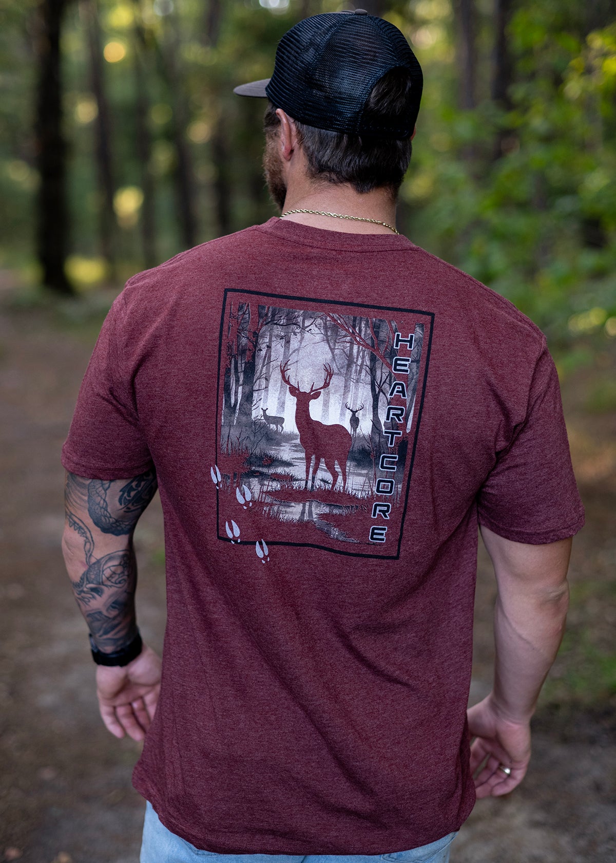 Swamp Deer Short Sleeve Maroon Tee