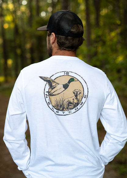 Long Sleeve Pocket Duck Tee - White