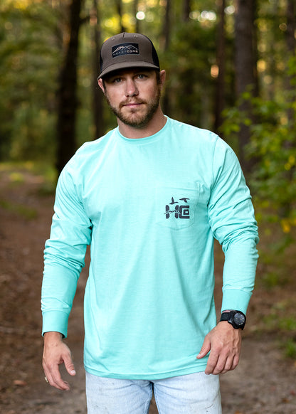 Long Sleeve Pocket Duck Tee - Teal