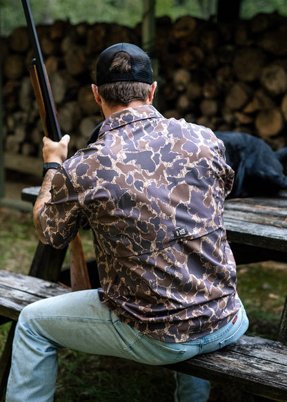 Button Up Old School Duck Camo Short Sleeves