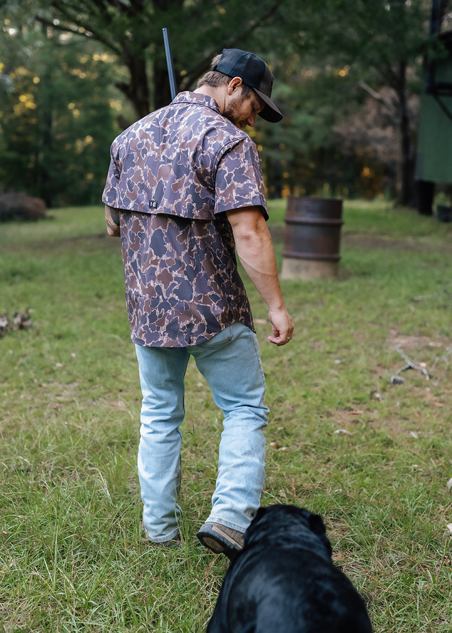 Button Up Old School Duck Camo Short Sleeves