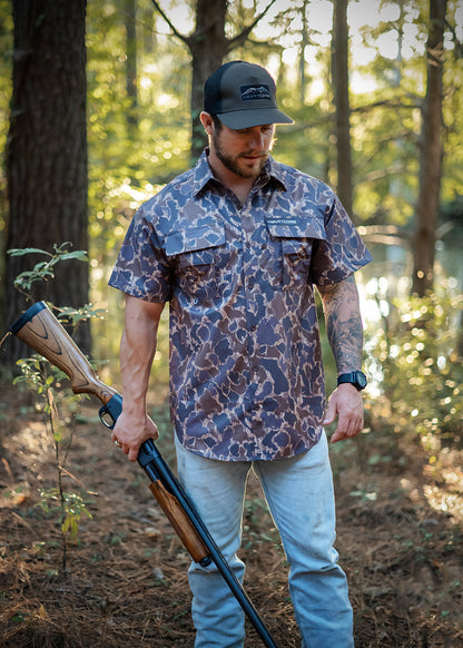 Button Up Old School Duck Camo Short Sleeves